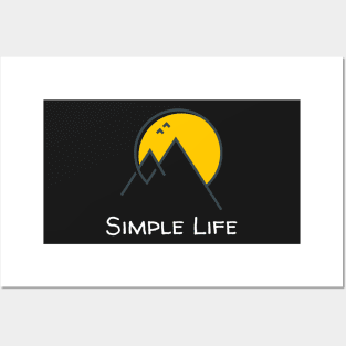 Simple Life - Mountains Sun and Birds Posters and Art